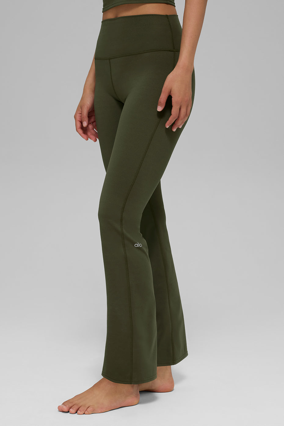 ALO Softsculpt High-Waist Bootcut Legging (Short) - Green Olive - Image 4