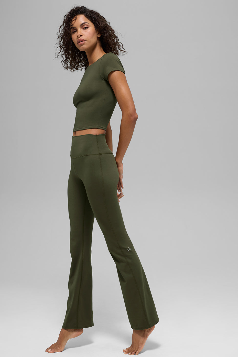 ALO Softsculpt High-Waist Bootcut Legging (Regular) - Green Olive - Image 5