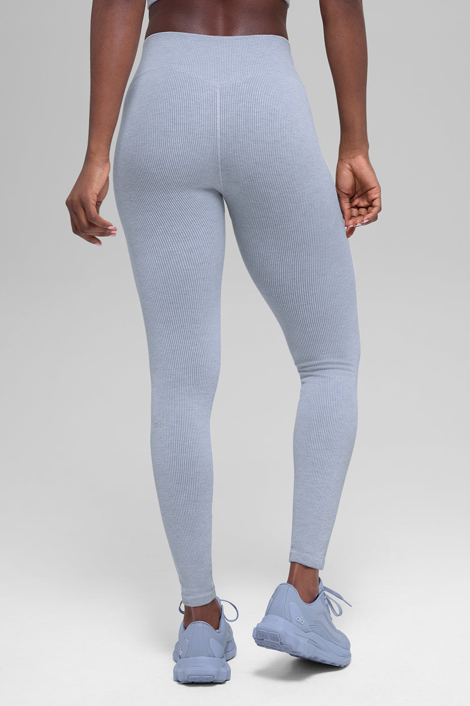 Seamless High-Waist Two Tone Rib Legging - Winter Frost Heather - Image 3