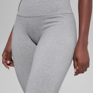 Seamless High-Waist Two Tone Rib Legging - Light Misty Grey Heather