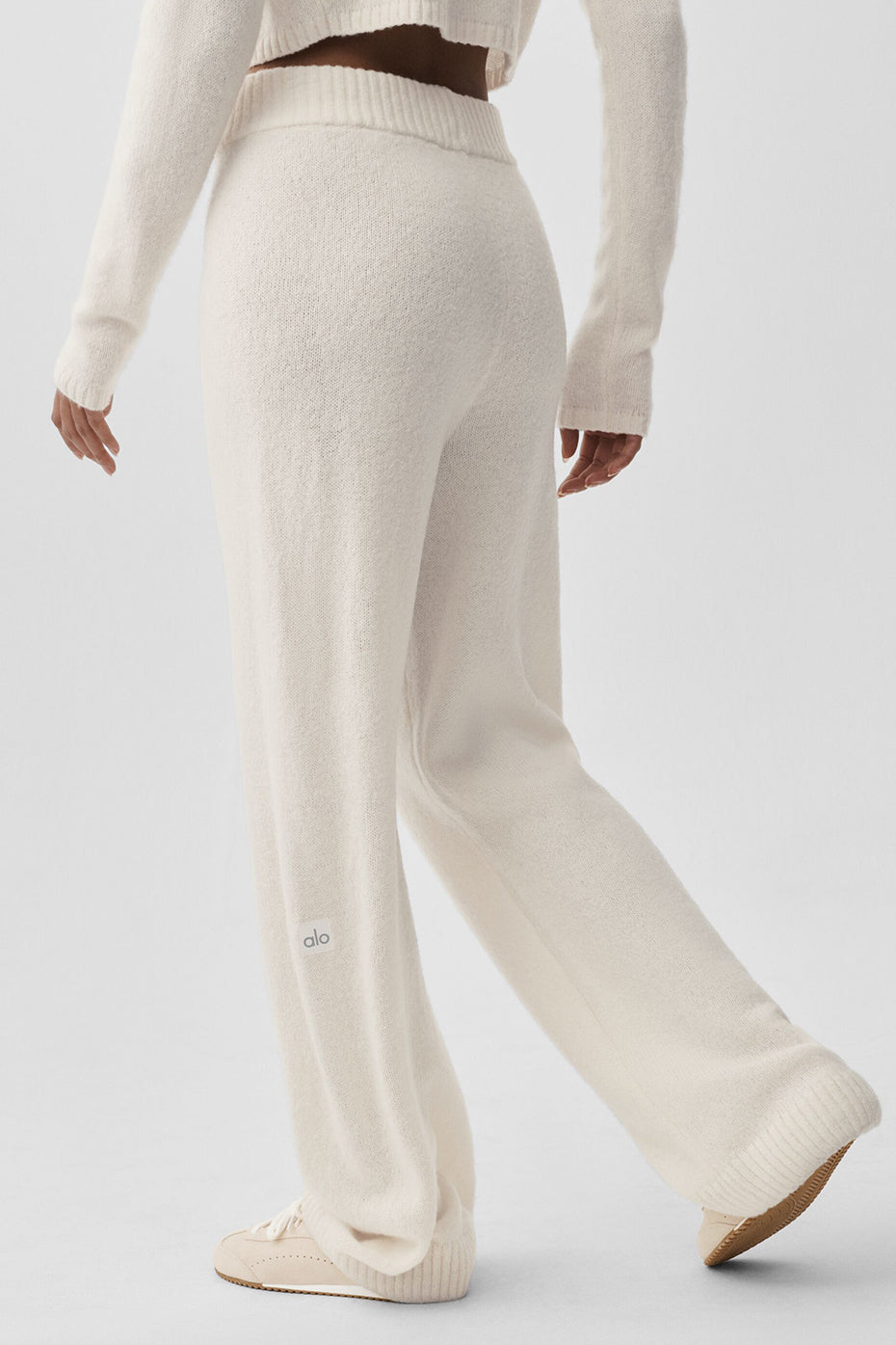 Wool Cashmere High-Waist New Class Wide Leg Pant - Ivory - Image 3