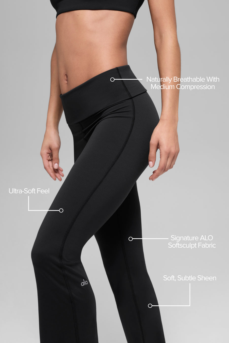 ALO Softsculpt Foldover Flare Legging (Regular) - Black - Image 3