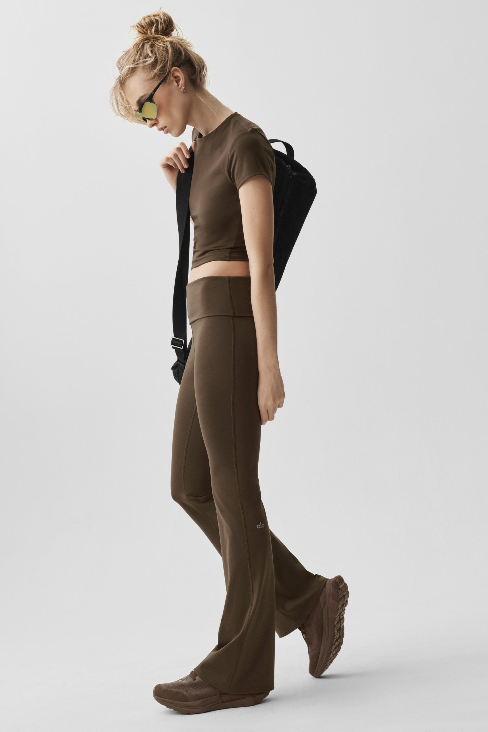 ALO Softsculpt Foldover Flare Legging (Regular) - Espresso - Image 4