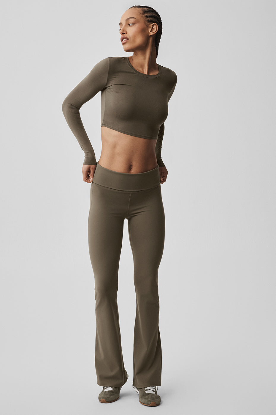ALO Softsculpt Foldover Flare Legging (Regular) - Olive Tree - Image 6