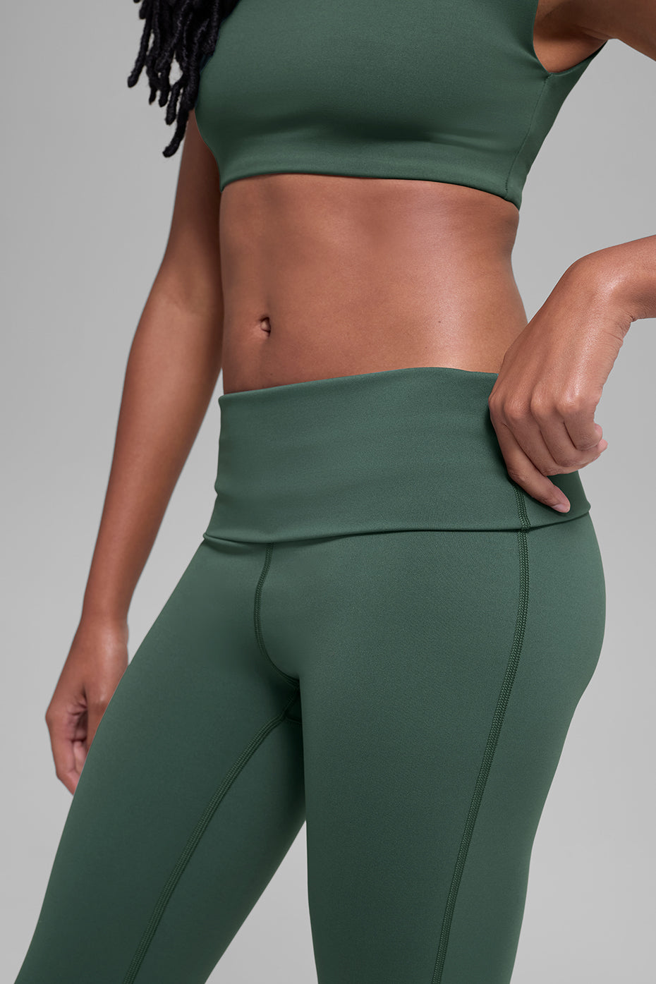 ALO Softsculpt Foldover Flare Legging (Regular) - Clover Green - Image 2