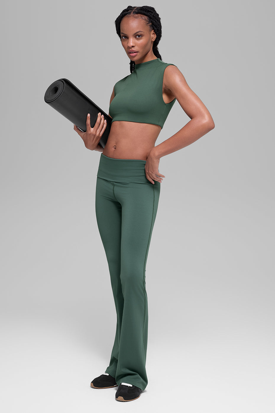 ALO Softsculpt Foldover Flare Legging (Regular) - Clover Green - Image 6