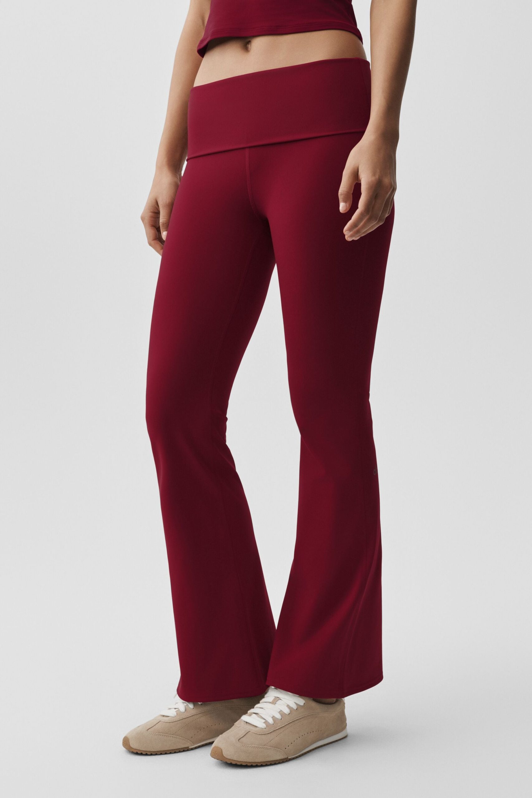 ALO Softsculpt Foldover Flare Legging (Regular) - Summer Romance Red - Image 3