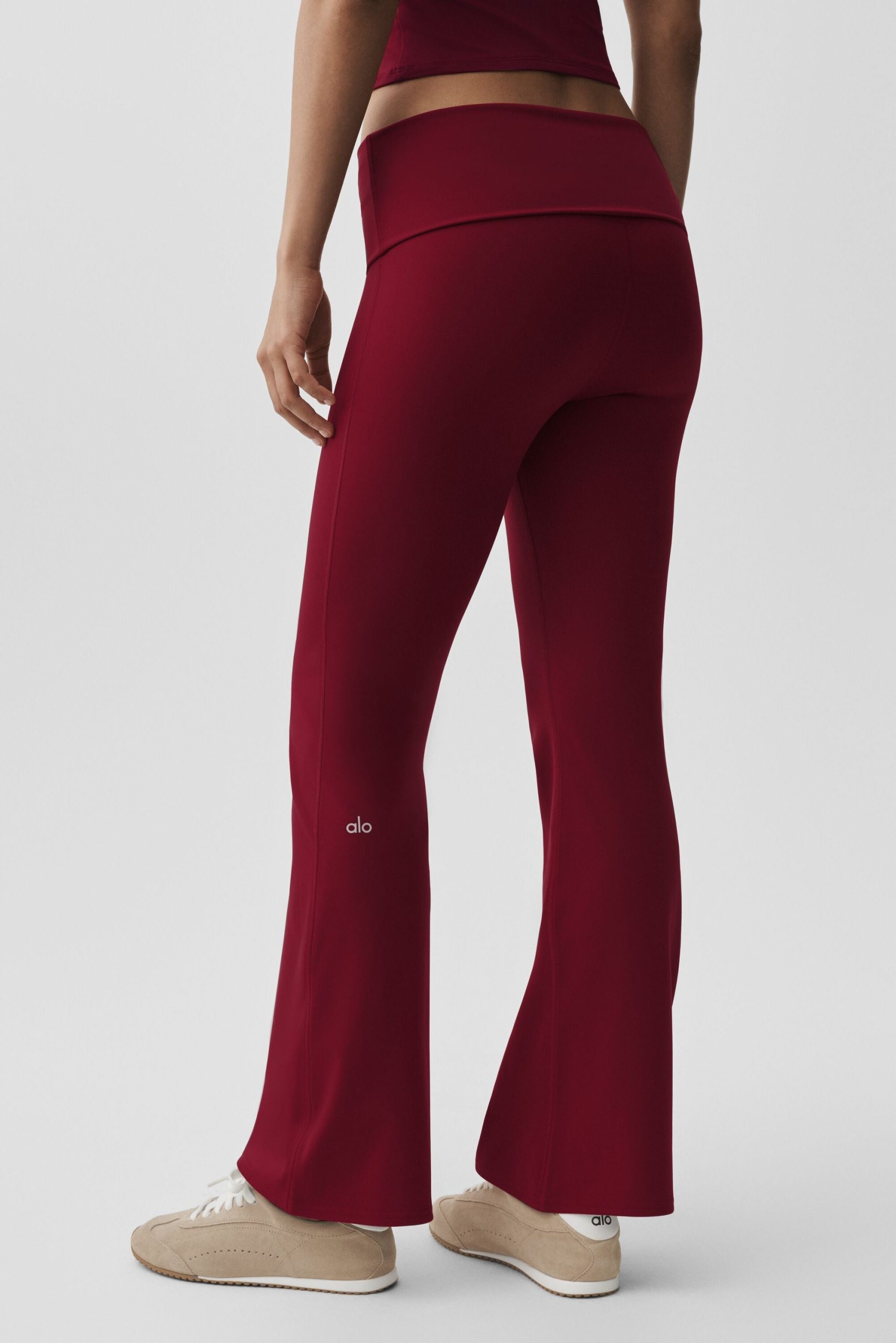 ALO Softsculpt Foldover Flare Legging (Regular) - Summer Romance Red - Image 2