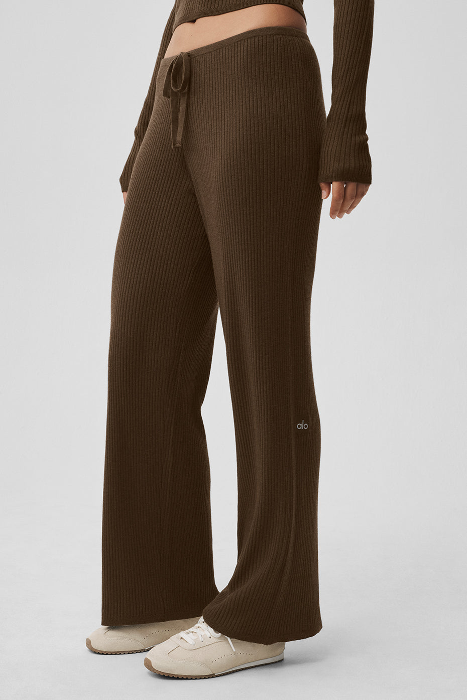 Sweater Knit Mid-Rise Unwind Wide Leg Pant - Espresso - Image 3