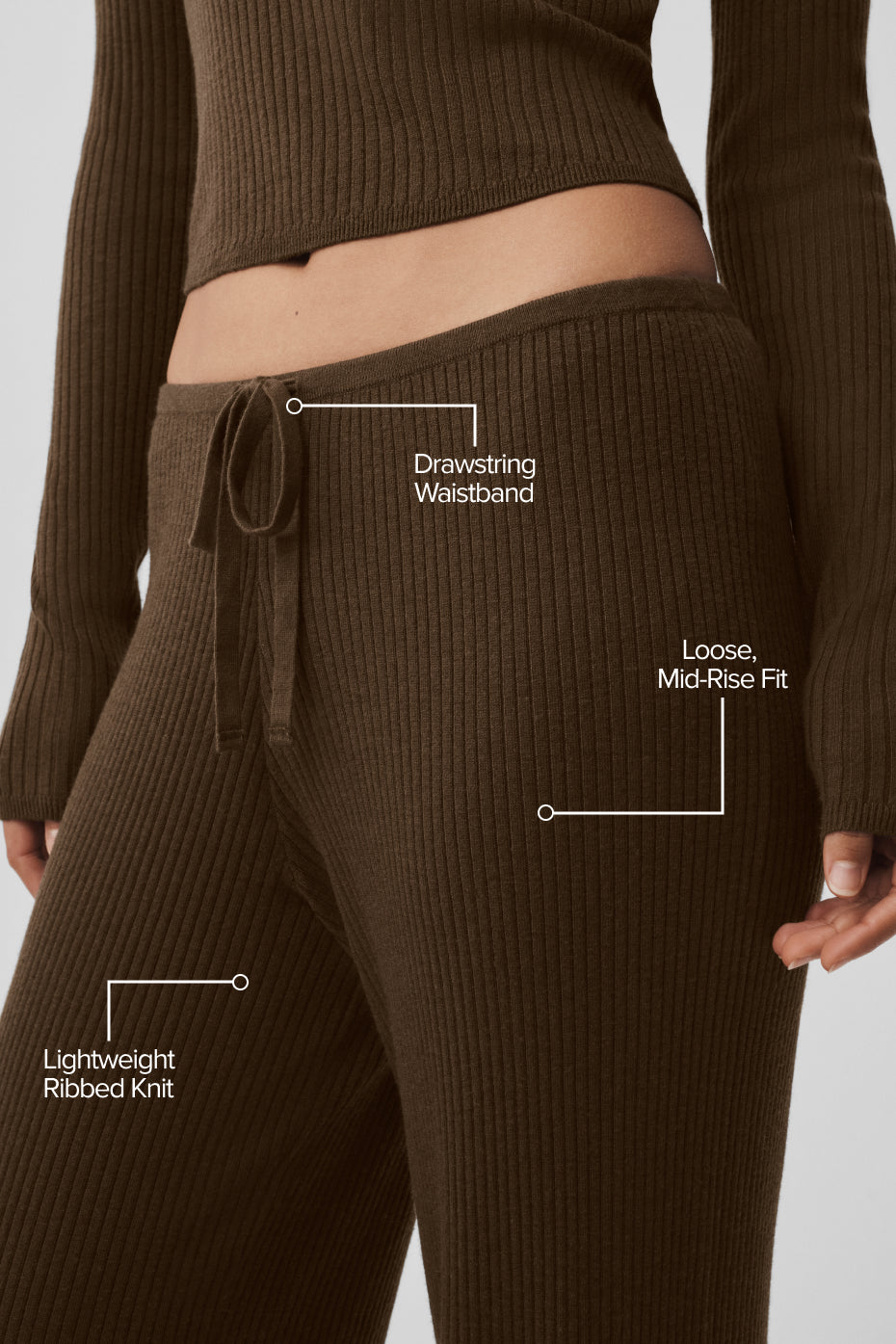 Sweater Knit Mid-Rise Unwind Wide Leg Pant - Espresso - Image 2