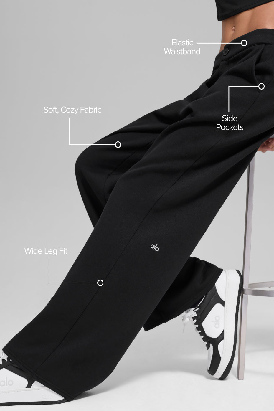 High-Waist Sweatpant Trouser - Black - Image 2