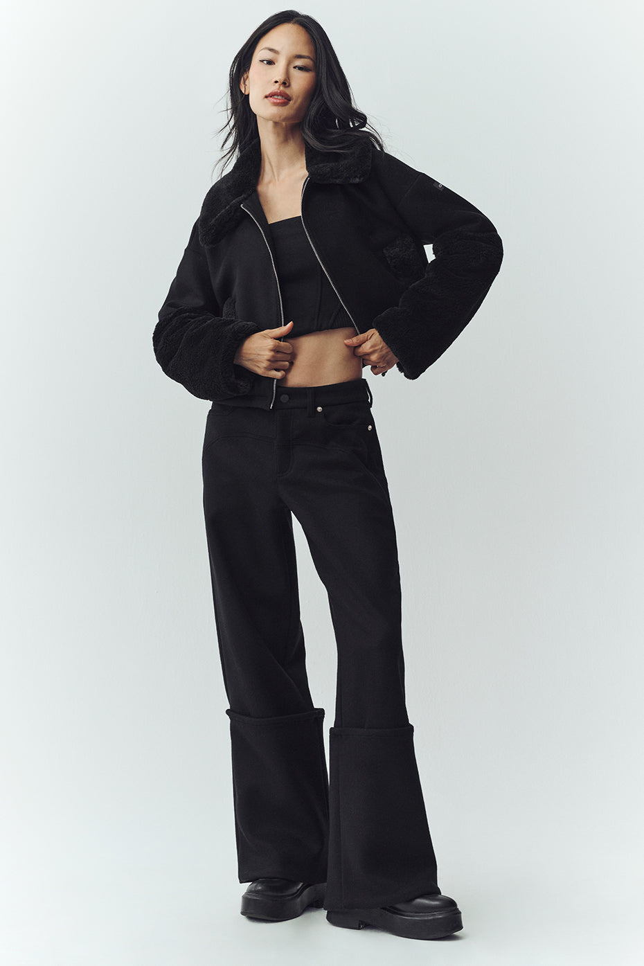 Wool Blend Nightcap Wide Leg Pant - Black - Image 5