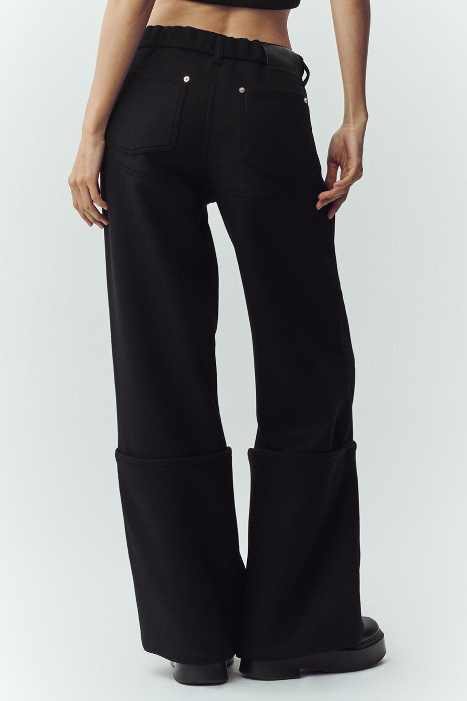Wool Blend Nightcap Wide Leg Pant - Black - Image 4