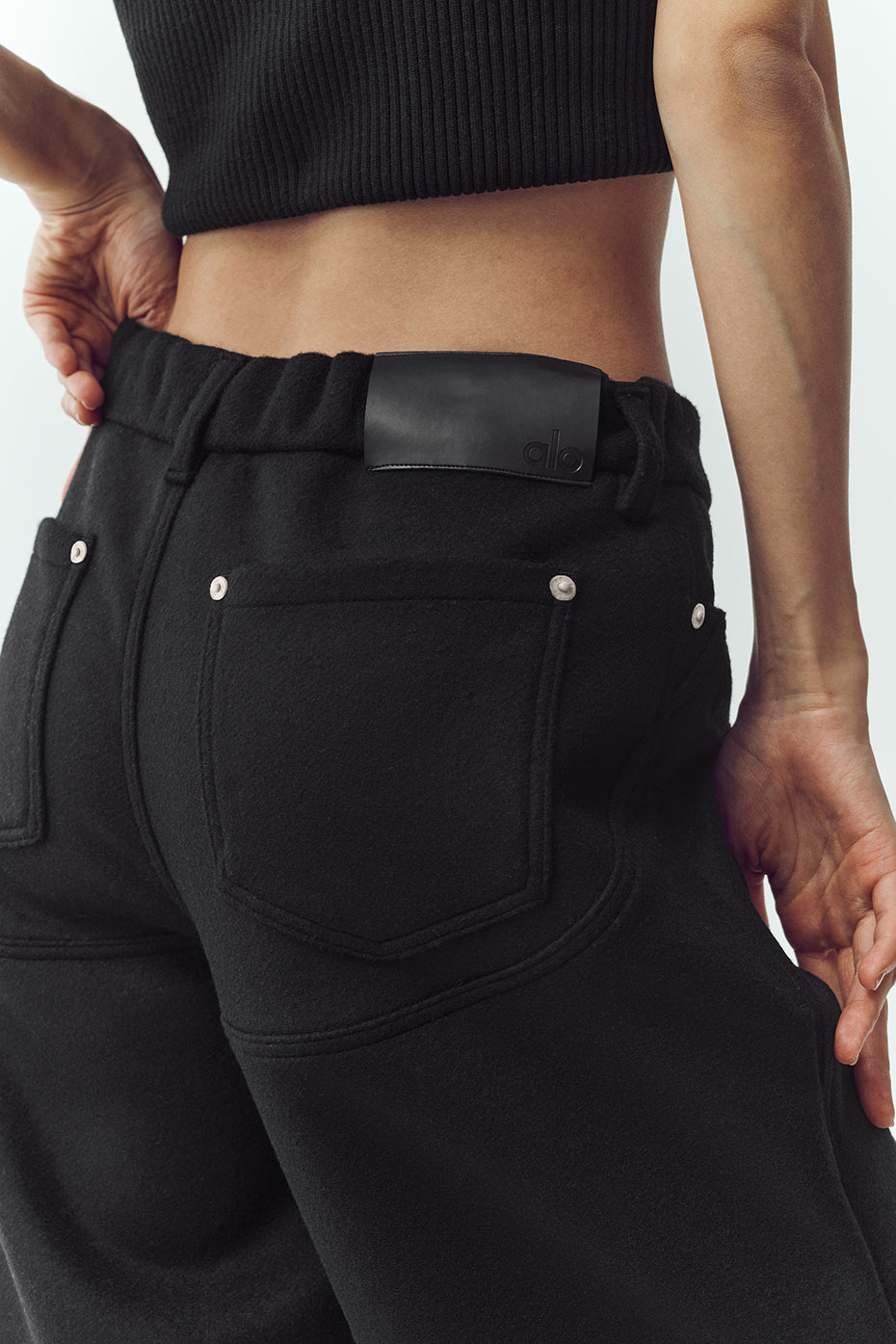 Wool Blend Nightcap Wide Leg Pant - Black - Image 3