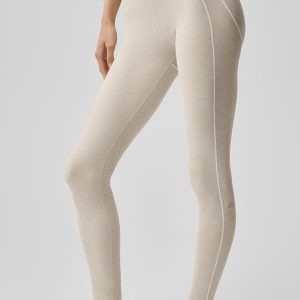 7/8 High-Waist Alosoft Heart Throb Legging - Oatmeal Heather/White