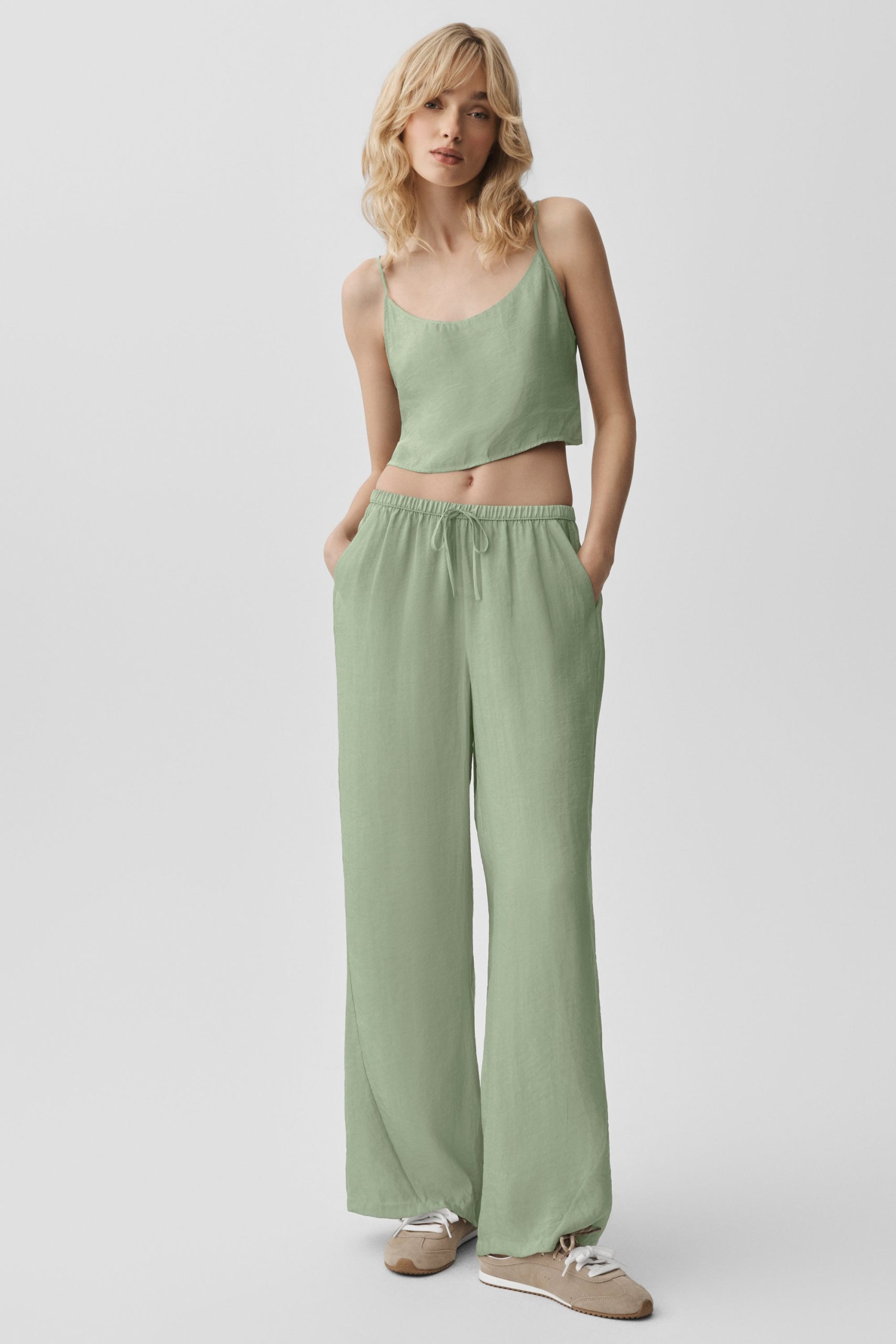 Semi-Sheer Golden Hour High-Waist Straight Leg Pant - Dune Grass - Image 4