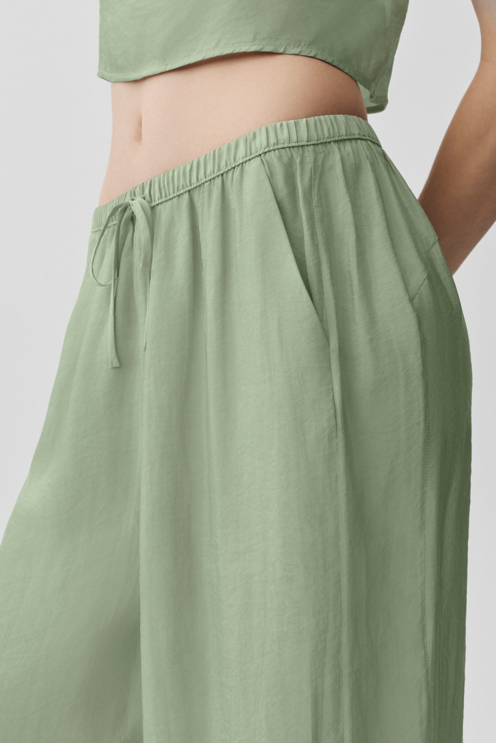 Semi-Sheer Golden Hour High-Waist Straight Leg Pant - Dune Grass - Image 3