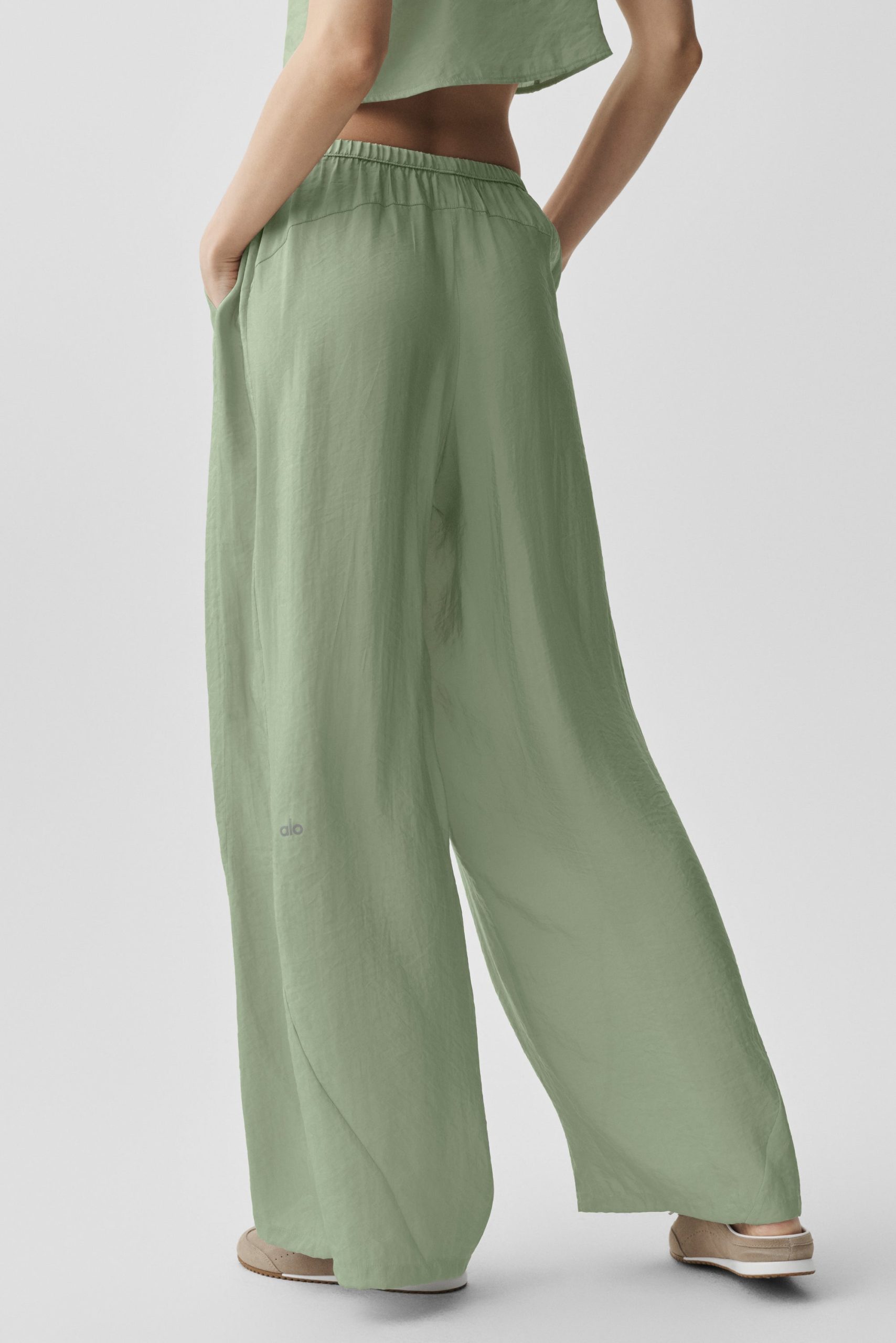 Semi-Sheer Golden Hour High-Waist Straight Leg Pant - Dune Grass - Image 2