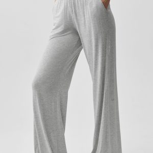 Semi-Sheer Delicate Lounge Flare Pant (Long) - Athletic Heather Grey