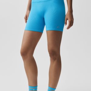 5 Seamless Ribbed Favorite Short - Azure Blue