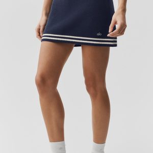 Tennis Club Sweater Knit Skirt - Navy/Ivory