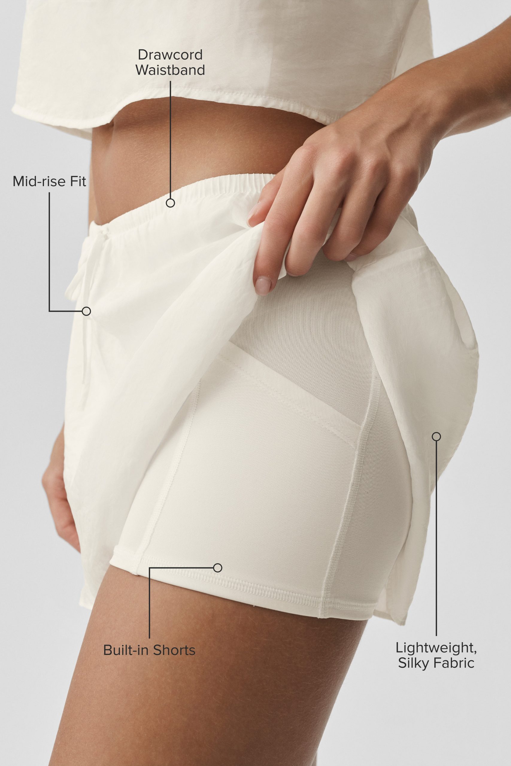 Semi-Sheer Golden Hour Tennis Skirt - Ivory - Image 2
