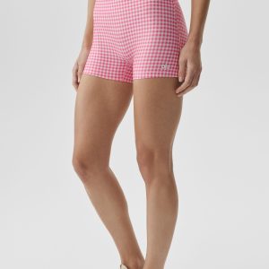 3 Airlift Gingham High-Waist Sleek Short - Paradise Pink Gingham