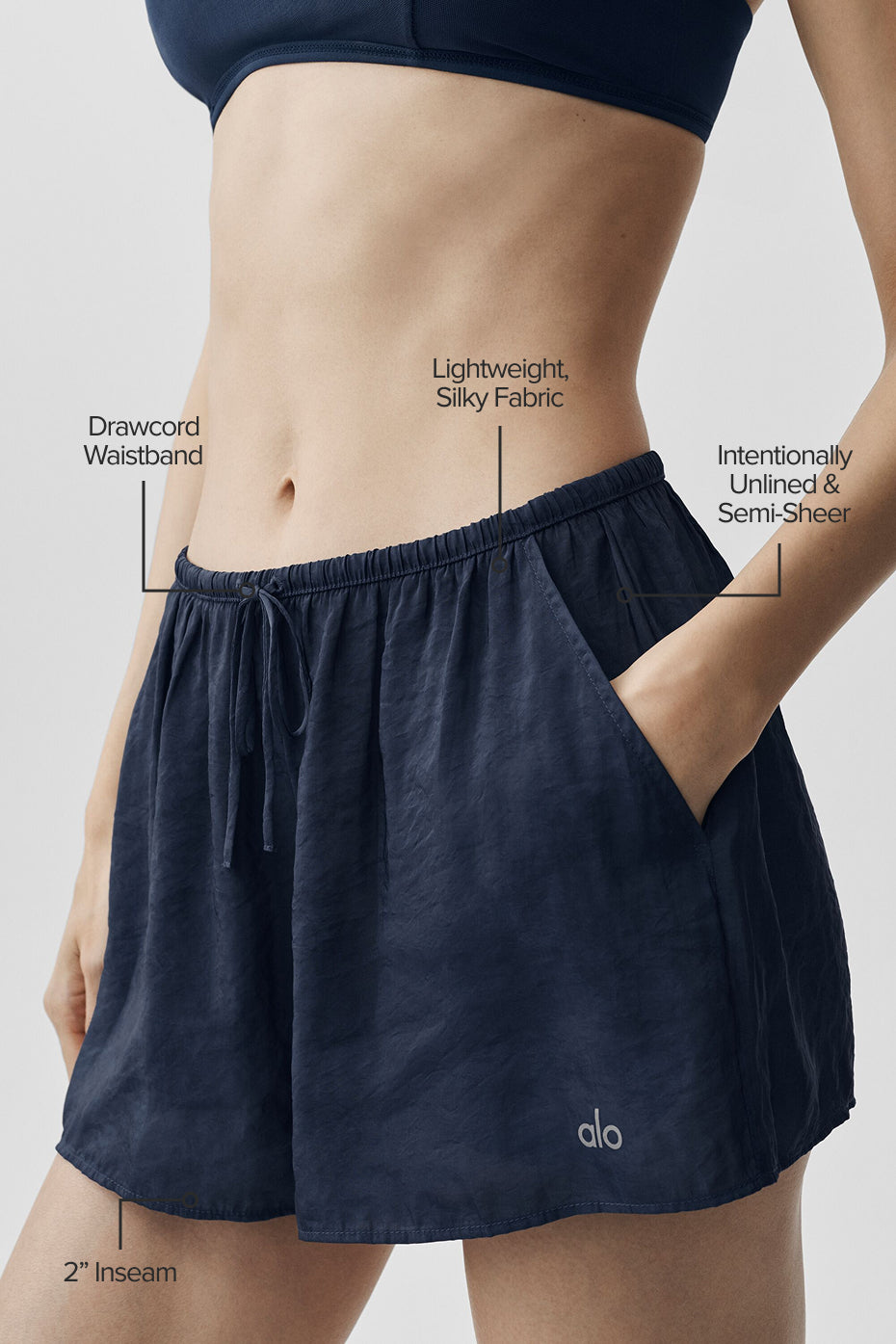 Semi-Sheer Golden Hour Mid-Rise Short - Navy - Image 2