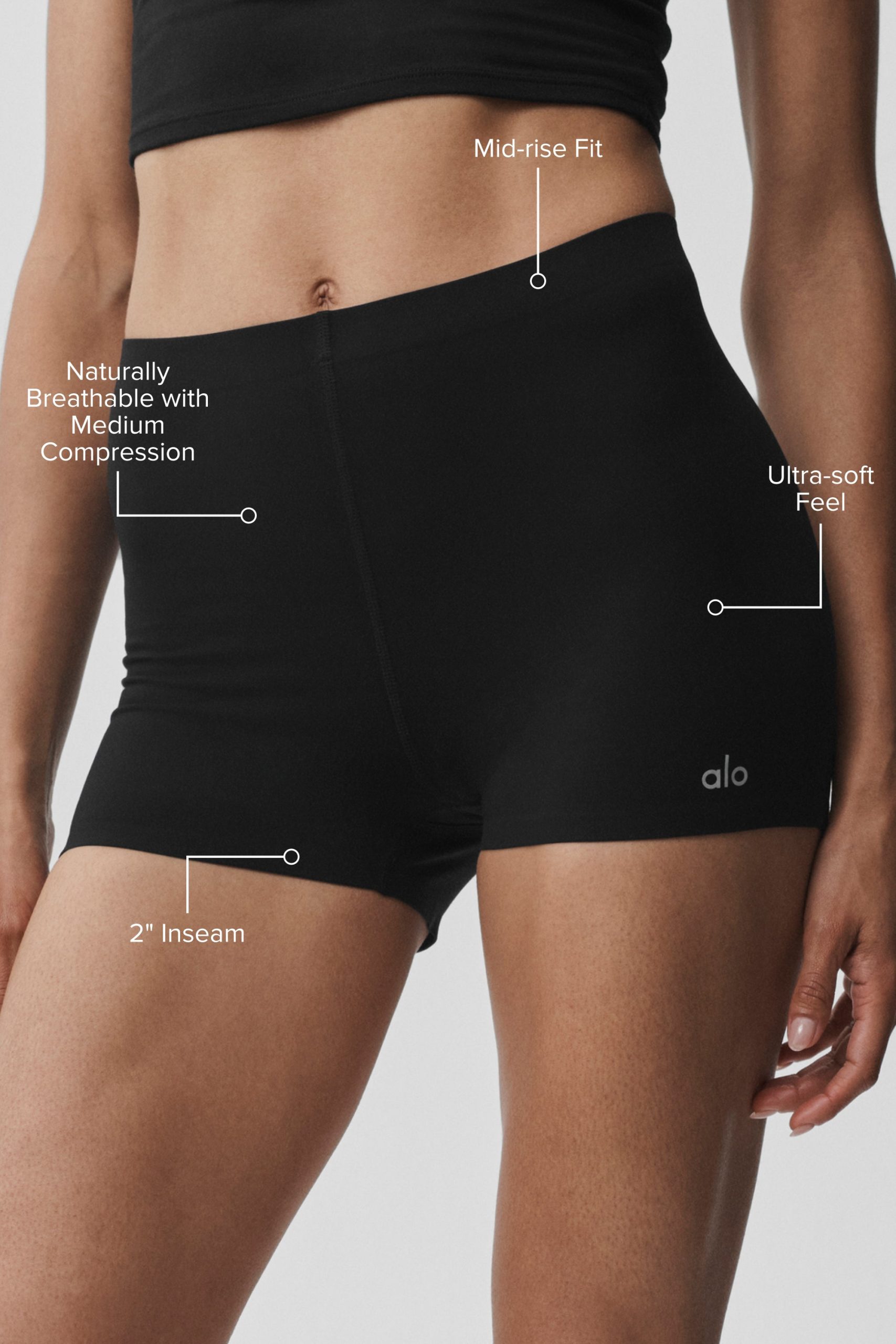 2 ALO Softsculpt Mid-Rise Short - Black - Image 2