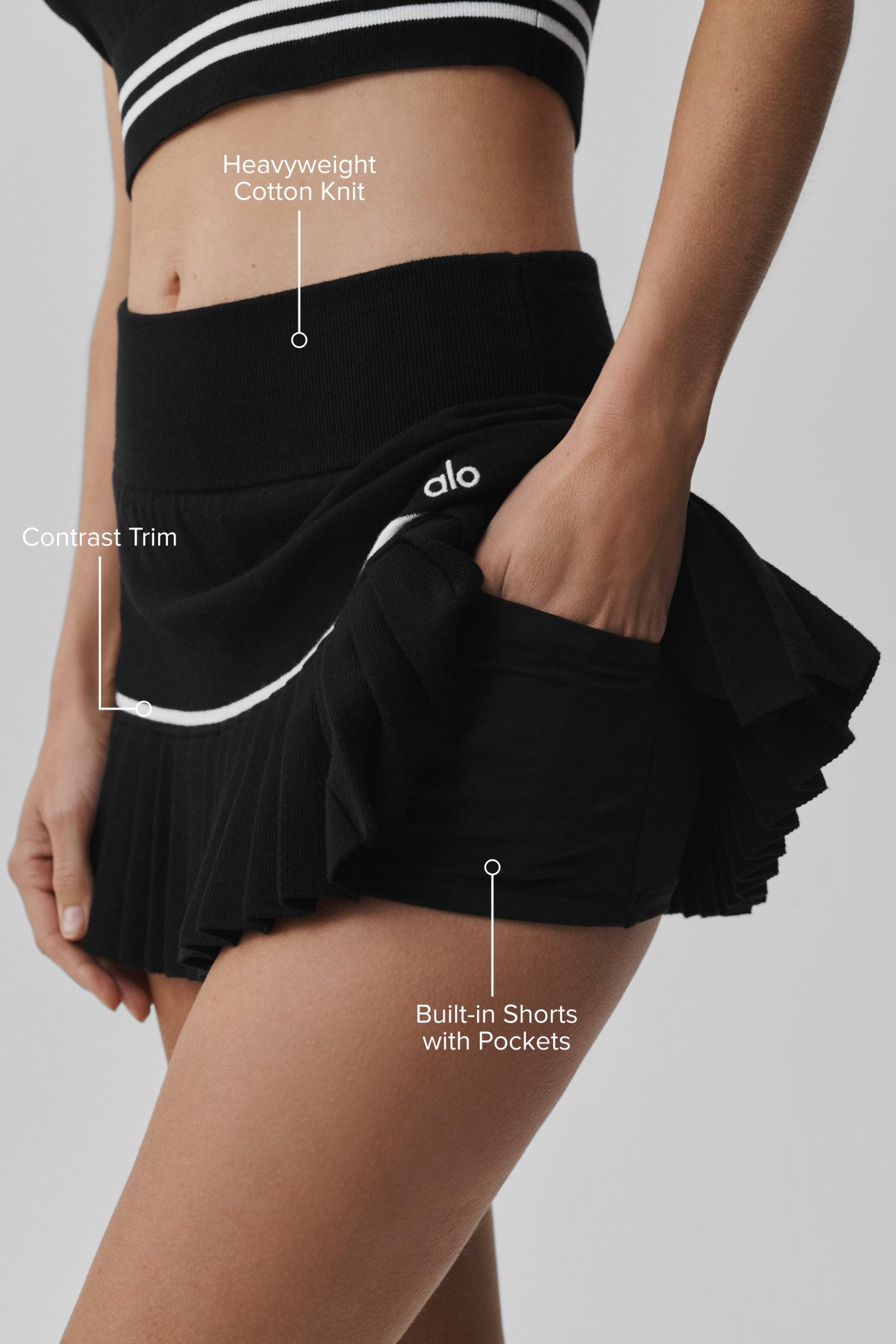 Scholar Knit High-Waist My Serve Tennis Skirt - Black/White - Image 2
