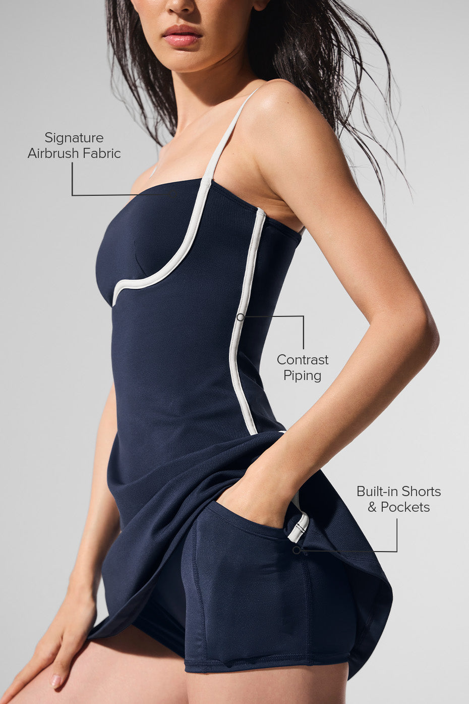 Airbrush Streamlined Dress - Navy/Ivory - Image 2