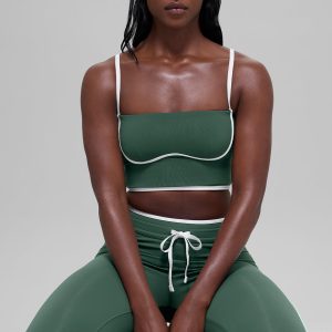 Airbrush Streamlined Bra Tank - Clover Green/White