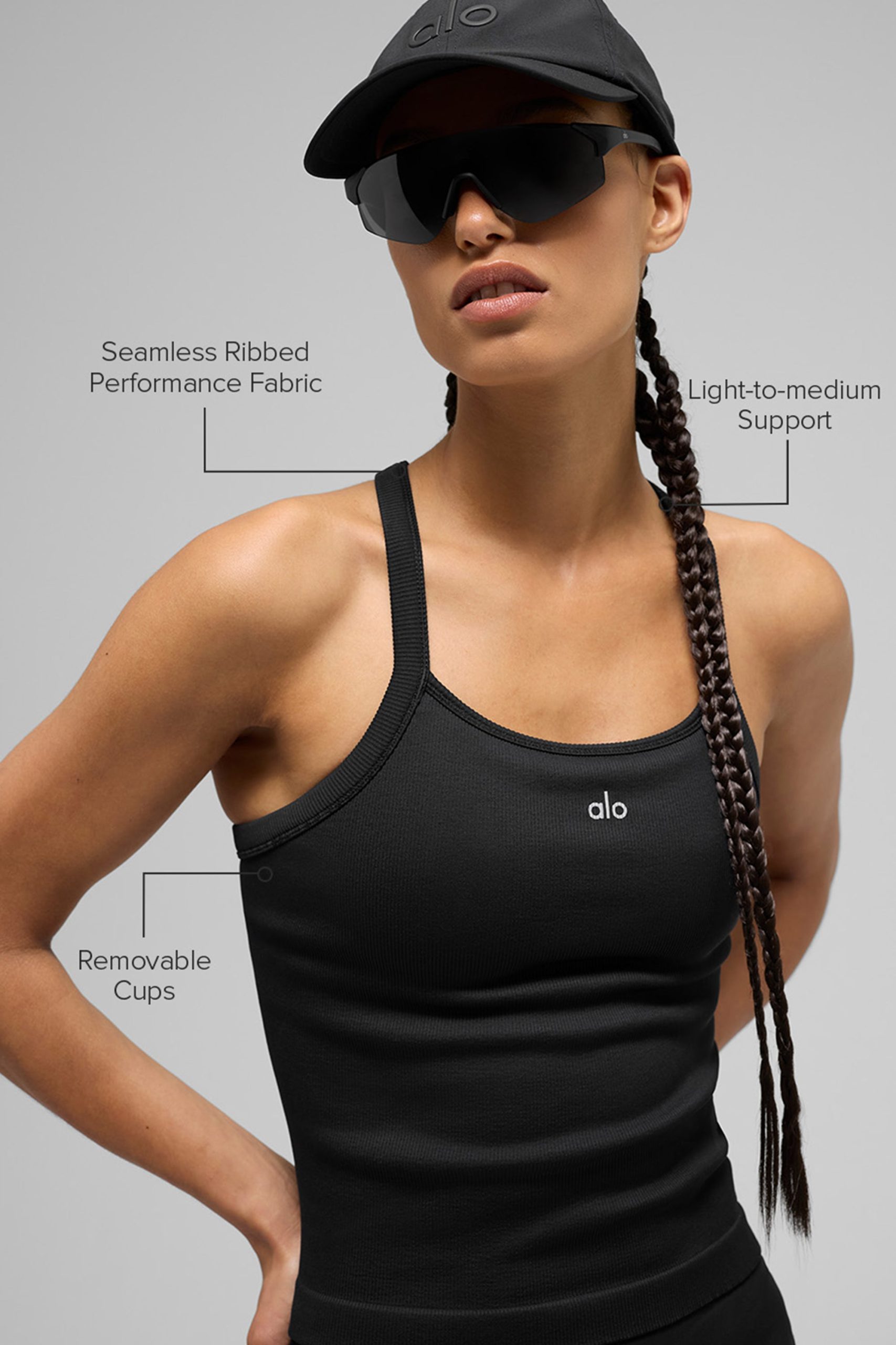 Seamless Ribbed Favorite Full Length Bra Tank - Black - Image 2