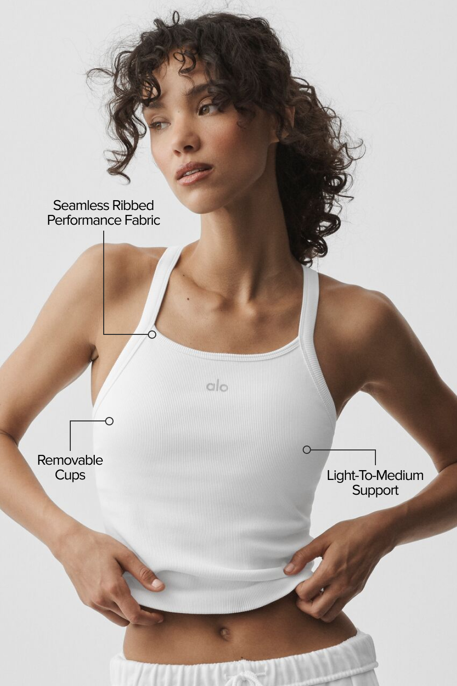 Seamless Ribbed Favorite Full Length Bra Tank - White - Image 2