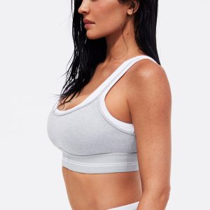 Alosoft Better Together Bra - Athletic Heather Grey/White