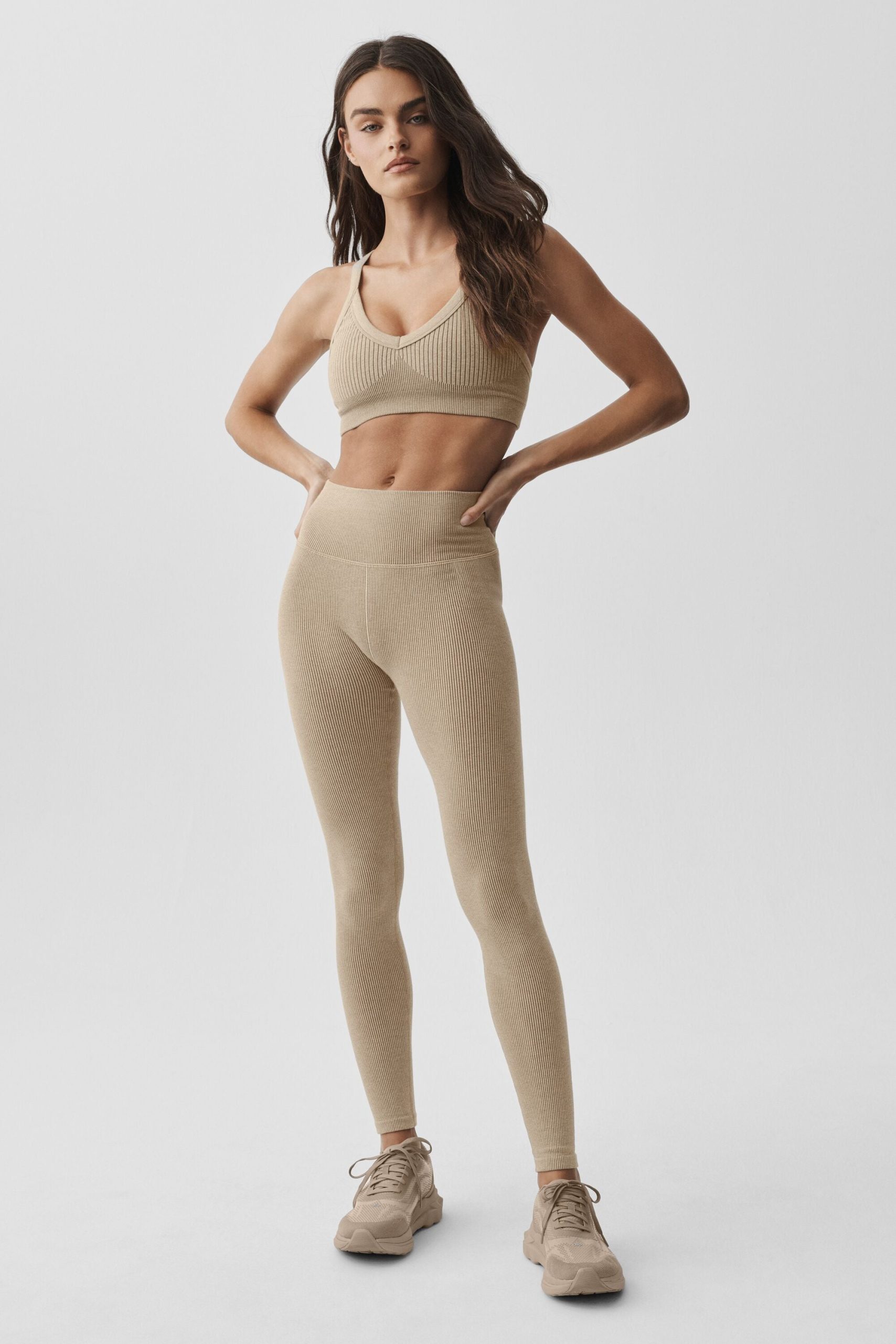 Seamless Two Tone Rib Bra - Gravel Heather - Image 4