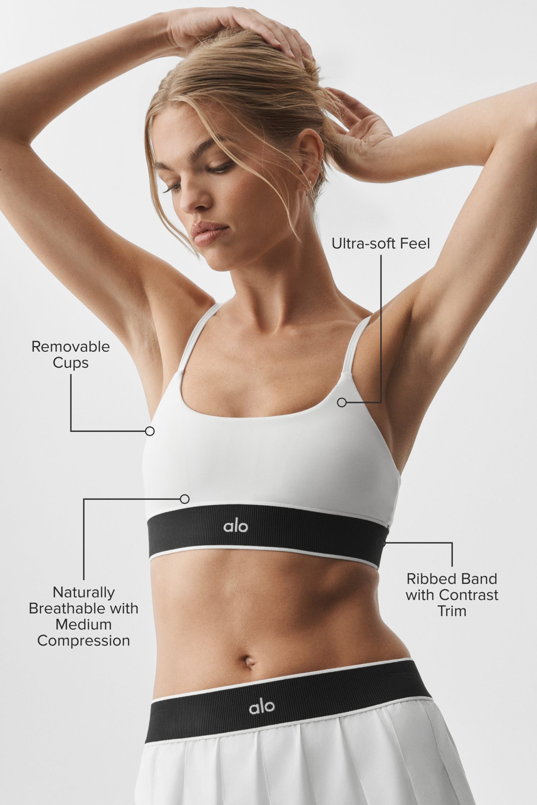 ALO Softsculpt Amp It Up Bra - White/Black - Image 2