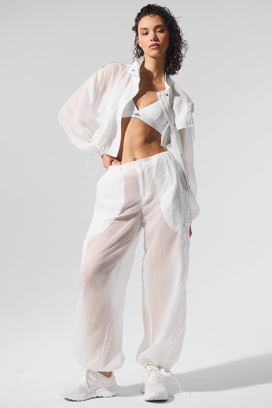 Cropped Game Time Full Zip Jacket - White - Image 5