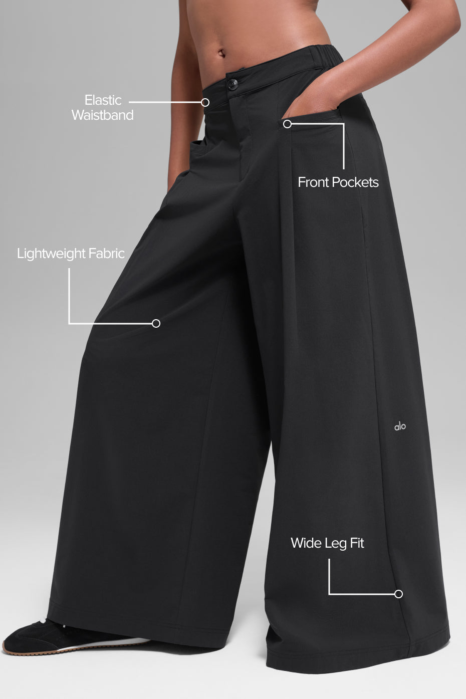 Main Act Wide Leg Trouser - Black - Image 2